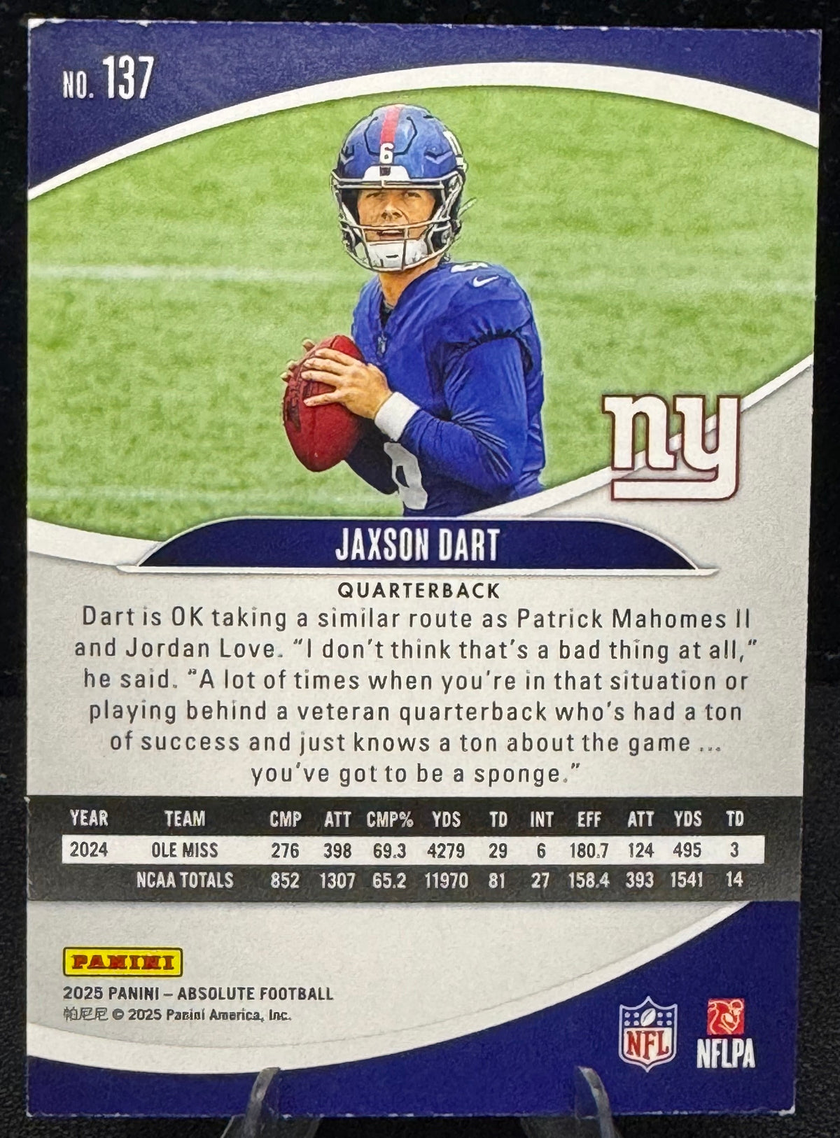 2025 Absolute Green 137 Jaxson Dart RC New York Giants - 787 Hobby House
