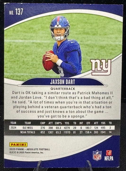 2025 Absolute Green 137 Jaxson Dart RC New York Giants - 787 Hobby House