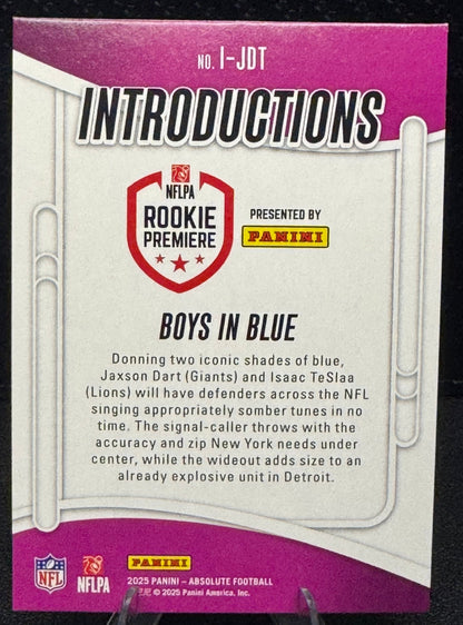 2025 Absolute Introductions I-JDT Jaxson Dart Isaac TeSlaa Boys in Blue RC New York Giants - 787 Hobby House