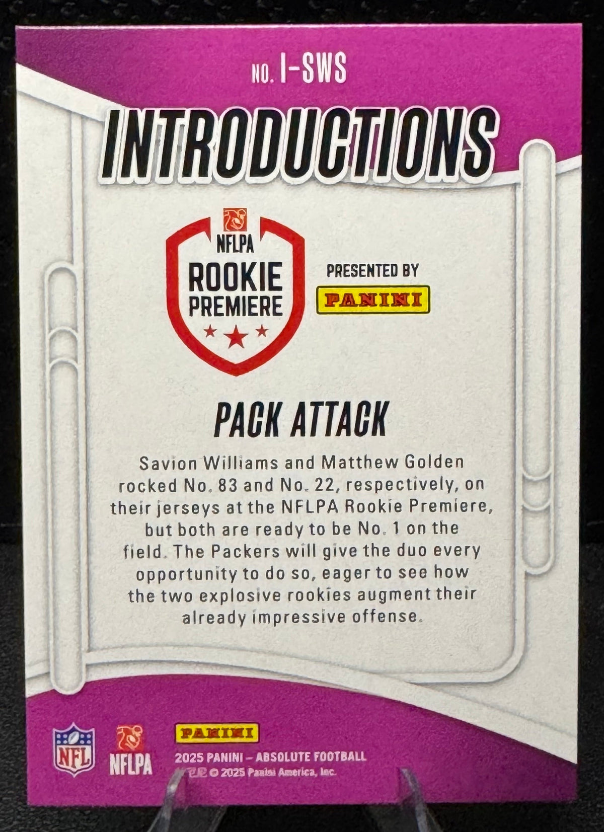 2025 Absolute Introductions I-SWS Savion Williams/Matthew Golden/Pack Attack Green Bay Packers - 787 Hobby House