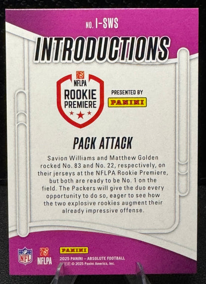2025 Absolute Introductions I-SWS Savion Williams/Matthew Golden/Pack Attack Green Bay Packers - 787 Hobby House