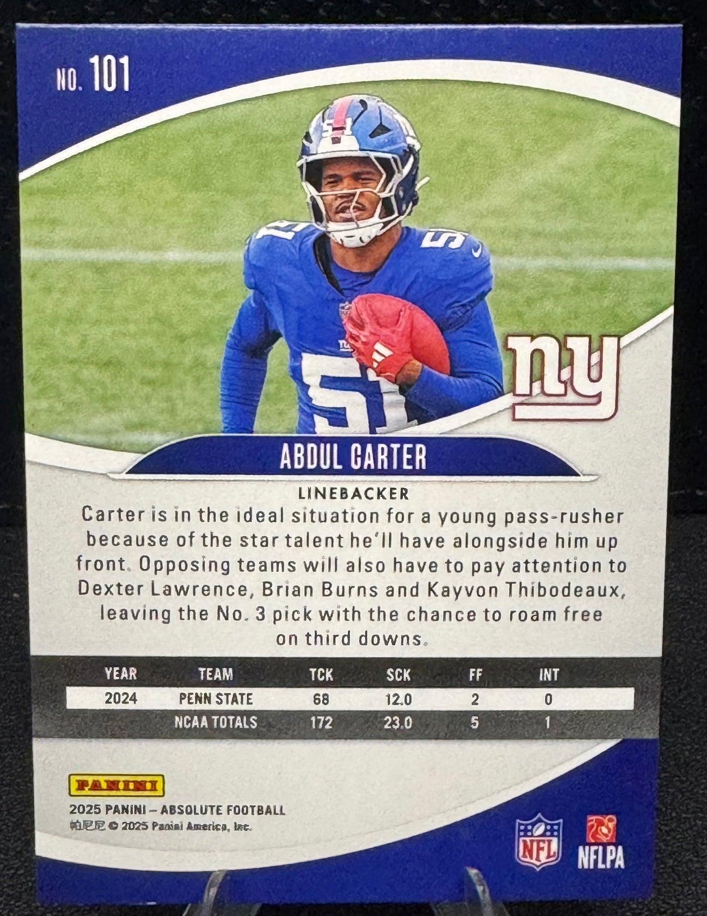 2025 Absolute Retail 101 Abdul Carter RC New York Giants - 787 Hobby House