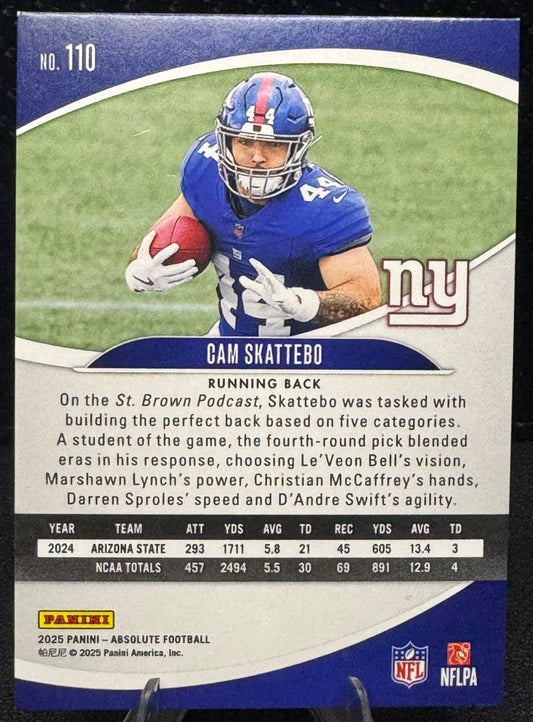 2025 Absolute Retail 110 Cam Skattebo RC New York Giants - 787 Hobby House