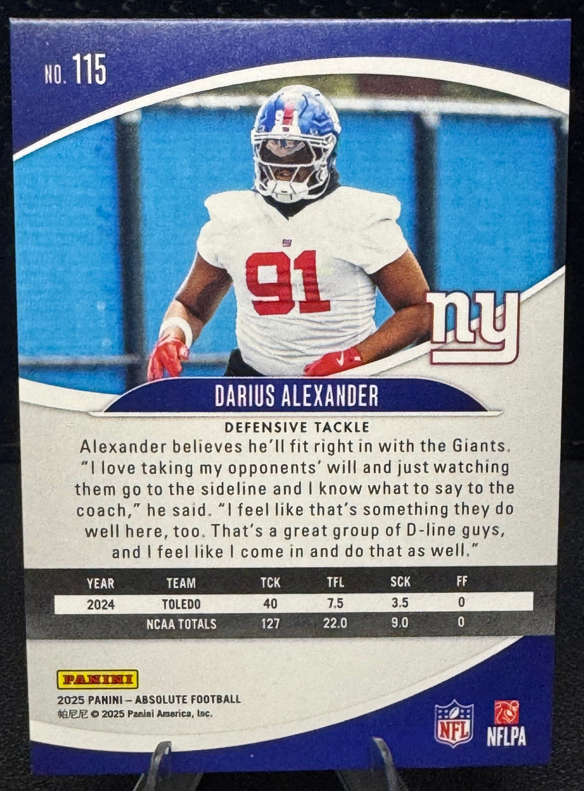 2025 Absolute Retail 115 Darius Alexander RC New York Giants - 787 Hobby House