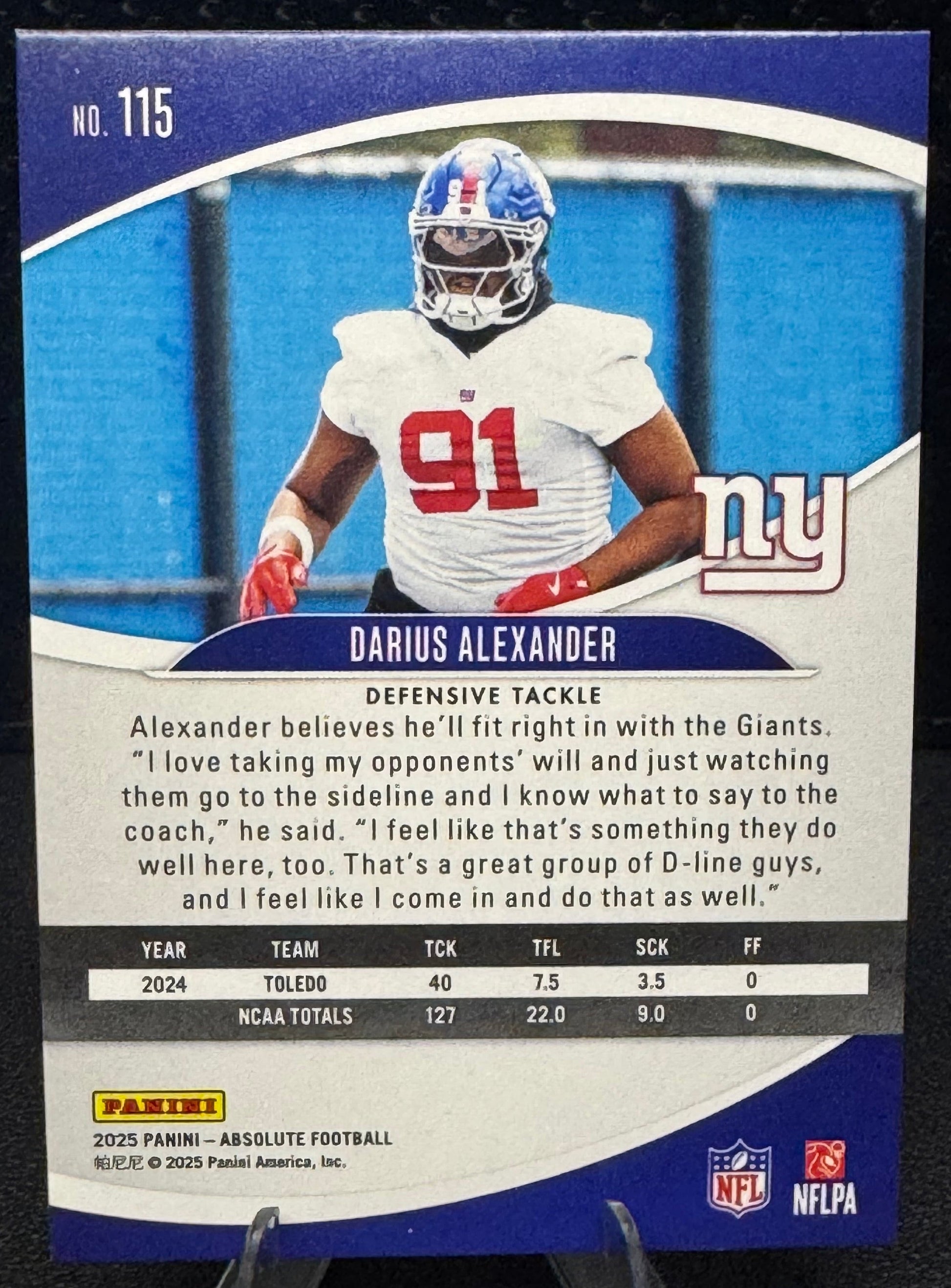 2025 Absolute Retail 115 Darius Alexander RC New York Giants - 787 Hobby House