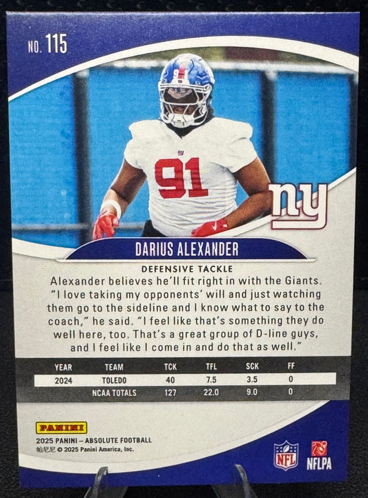 2025 Absolute Retail 115 Darius Alexander RC New York Giants - 787 Hobby House
