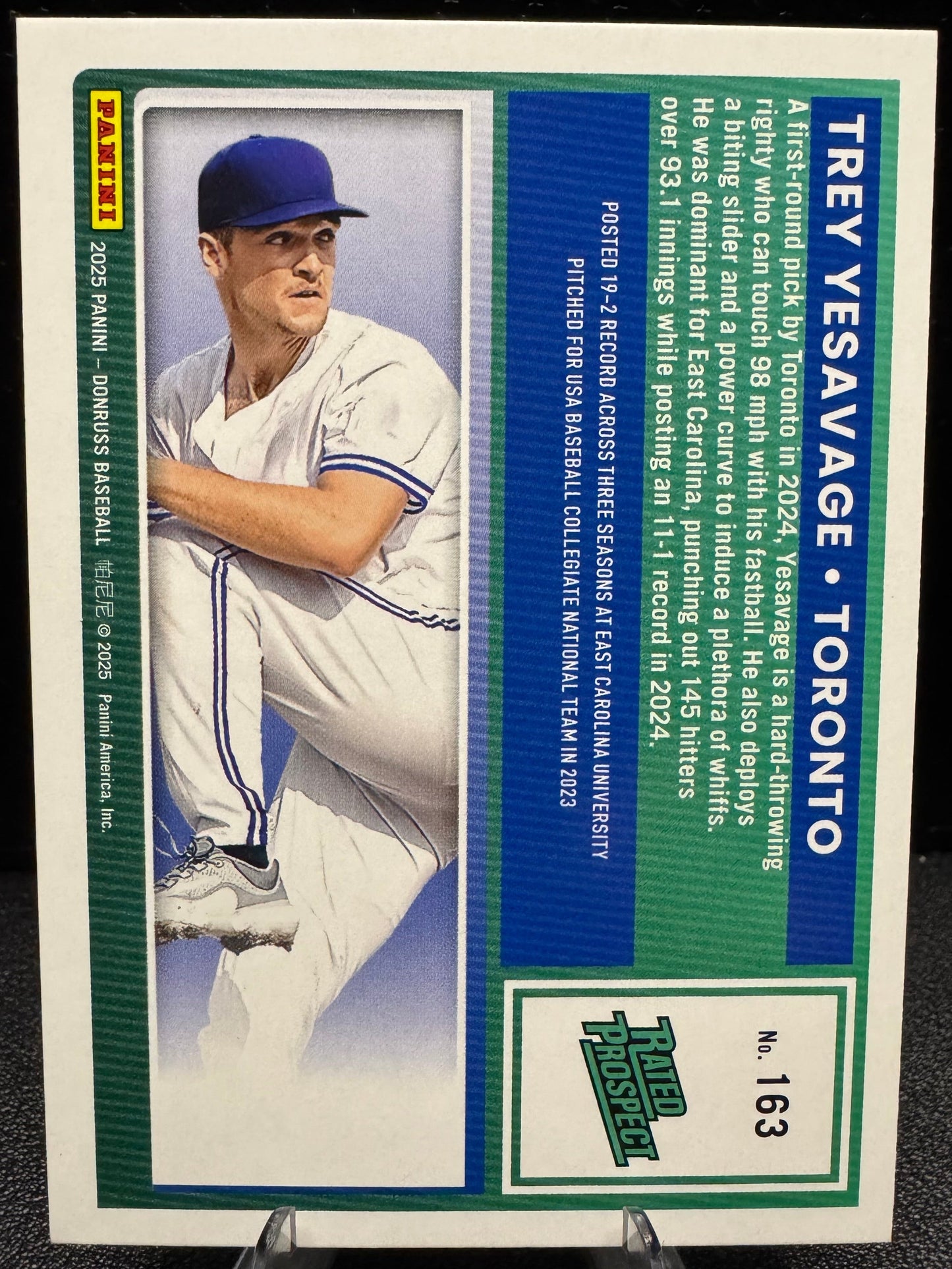 2025 Donruss 163 Trey Yesavage Red and Blue RP Toronto Blue Jays - 787 Hobby House