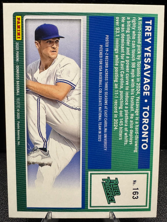 2025 Donruss 163 Trey Yesavage Red and Blue RP Toronto Blue Jays - 787 Hobby House