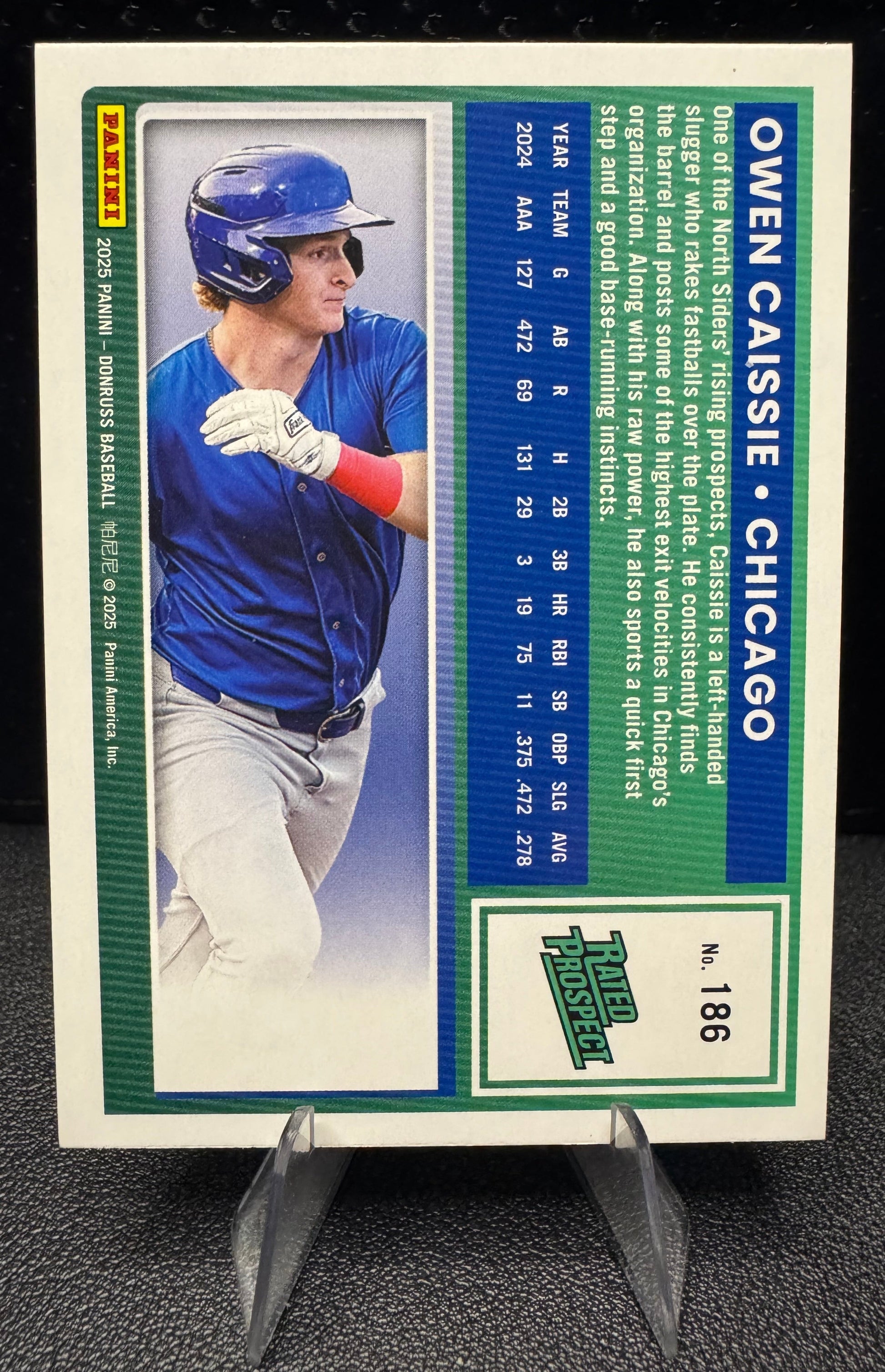 2025 Donruss 186 Owen Caissie Rockets RP Chicago Cubs - 787 Hobby House