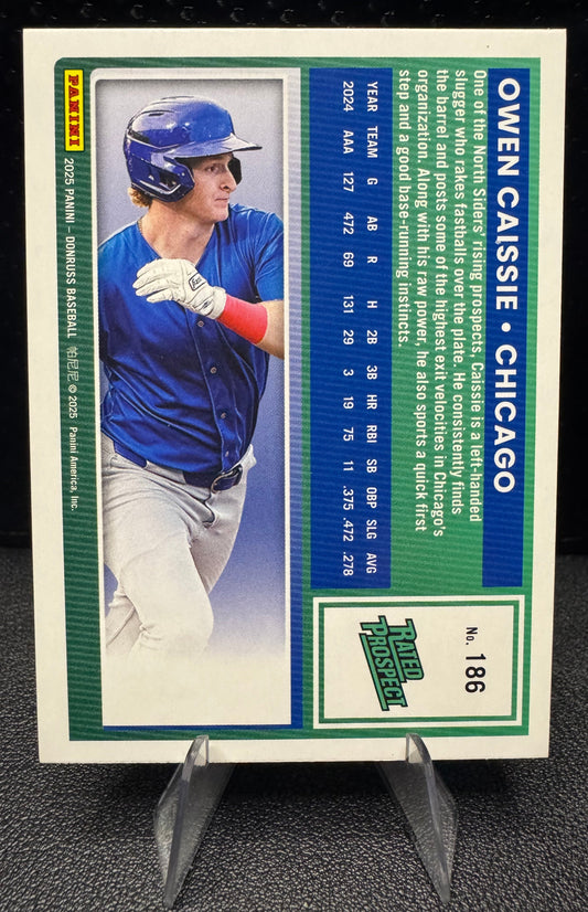 2025 Donruss 186 Owen Caissie Rockets RP Chicago Cubs - 787 Hobby House