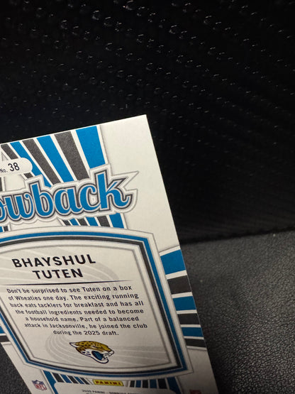 2025 Donruss 38 Bhayshul Tuten Rated Rookies Throwback Jacksonville Jaguars - 787 Hobby House
