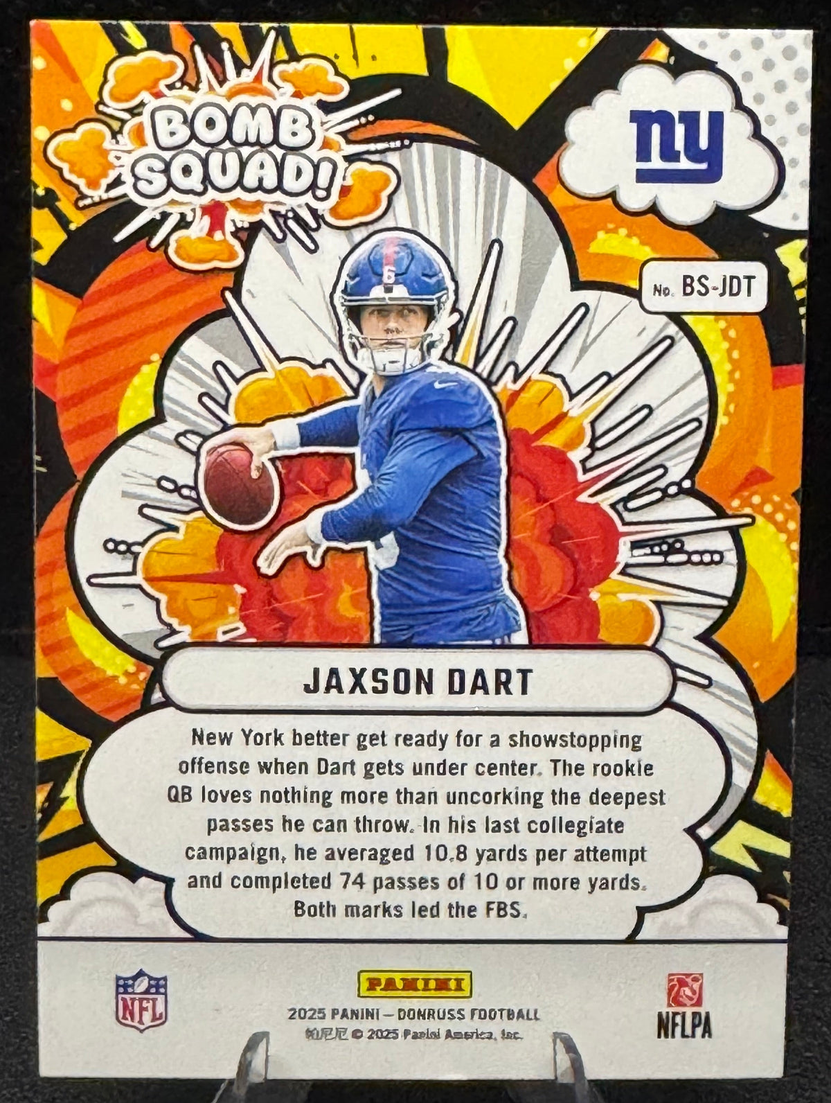 2025 Donruss Bomb Squad BS-JDT Jaxson Dart RC New York Giants - 787 Hobby House