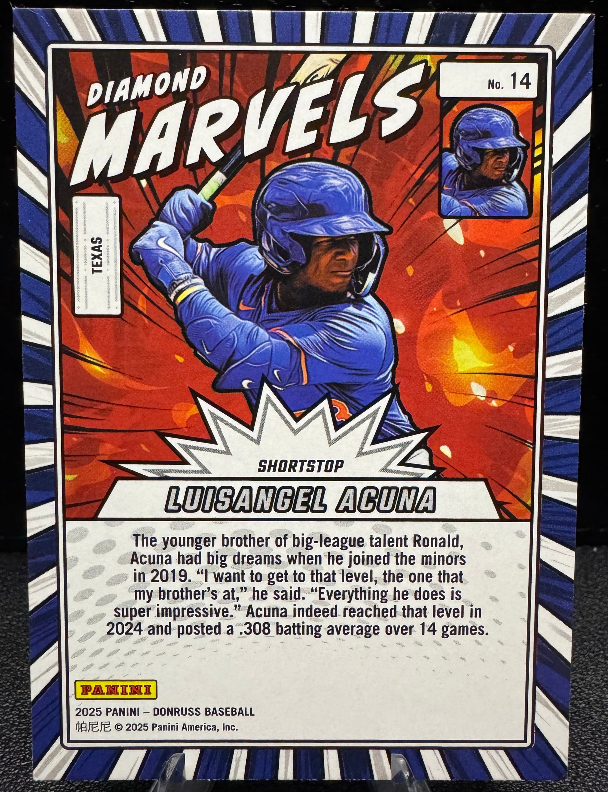 2025 Donruss - Diamond Marvels 14 Luisangel Acuna RC Texas Rangers - 787 Hobby House