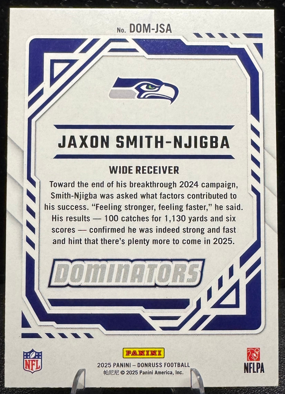 2025 Donruss Dominators DOM-JSA Jaxon Smith-Njigba Seattle Seahawks - 787 Hobby House