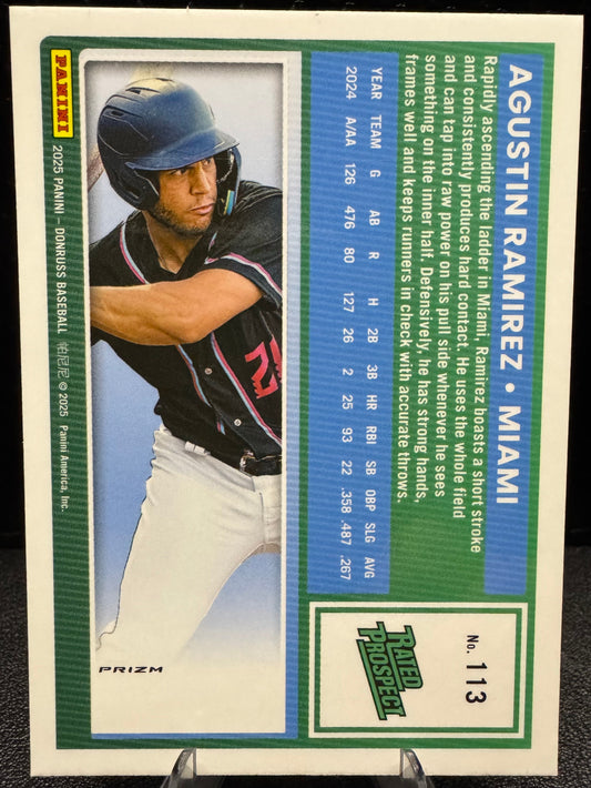 2025 Donruss - Optic Orange Velocity 113 Agustin Ramirez RP Miami Marlins - 787 Hobby House