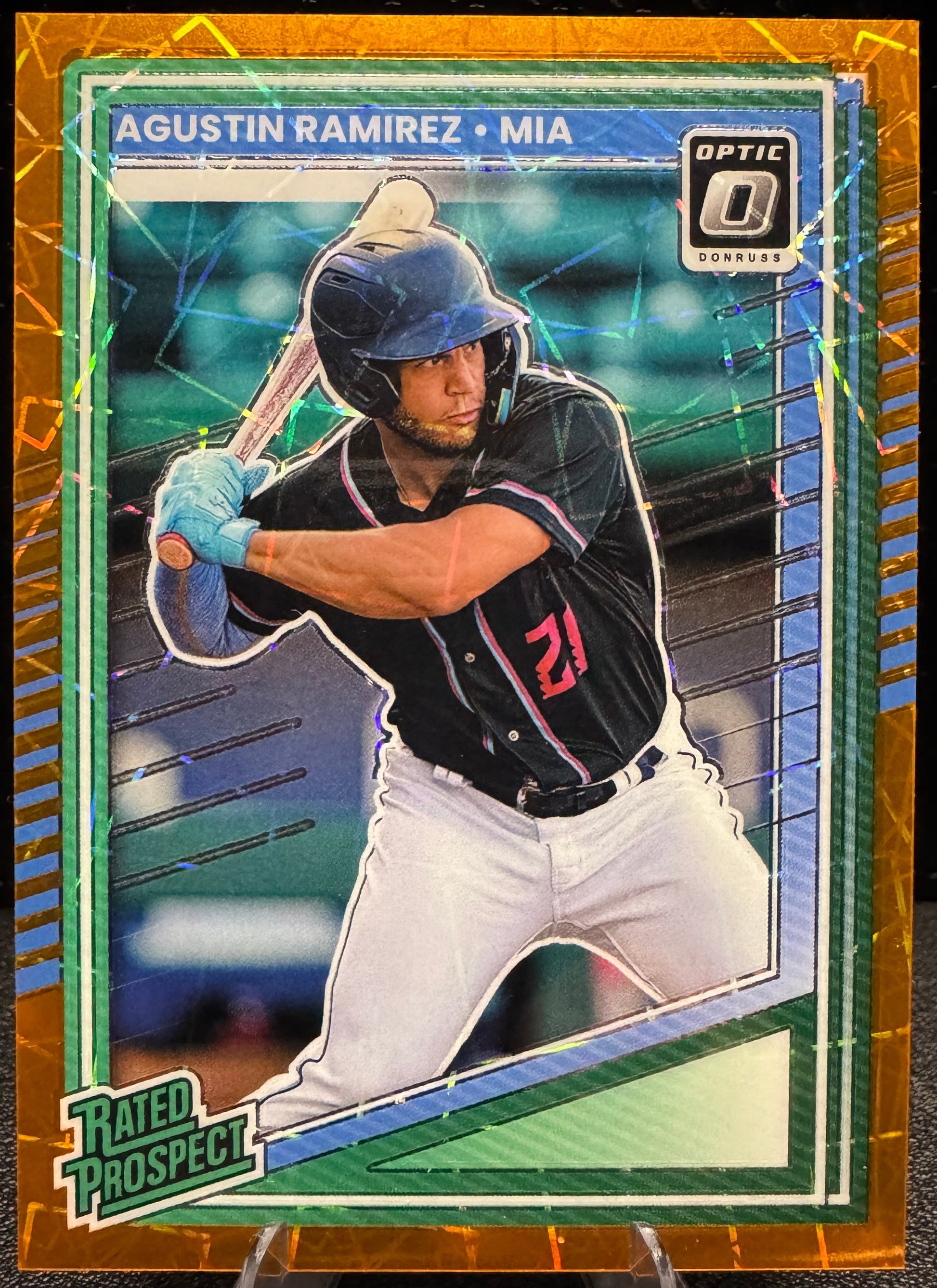 2025 Donruss - Optic Orange Velocity 113 Agustin Ramirez RP Miami Marlins - 787 Hobby House