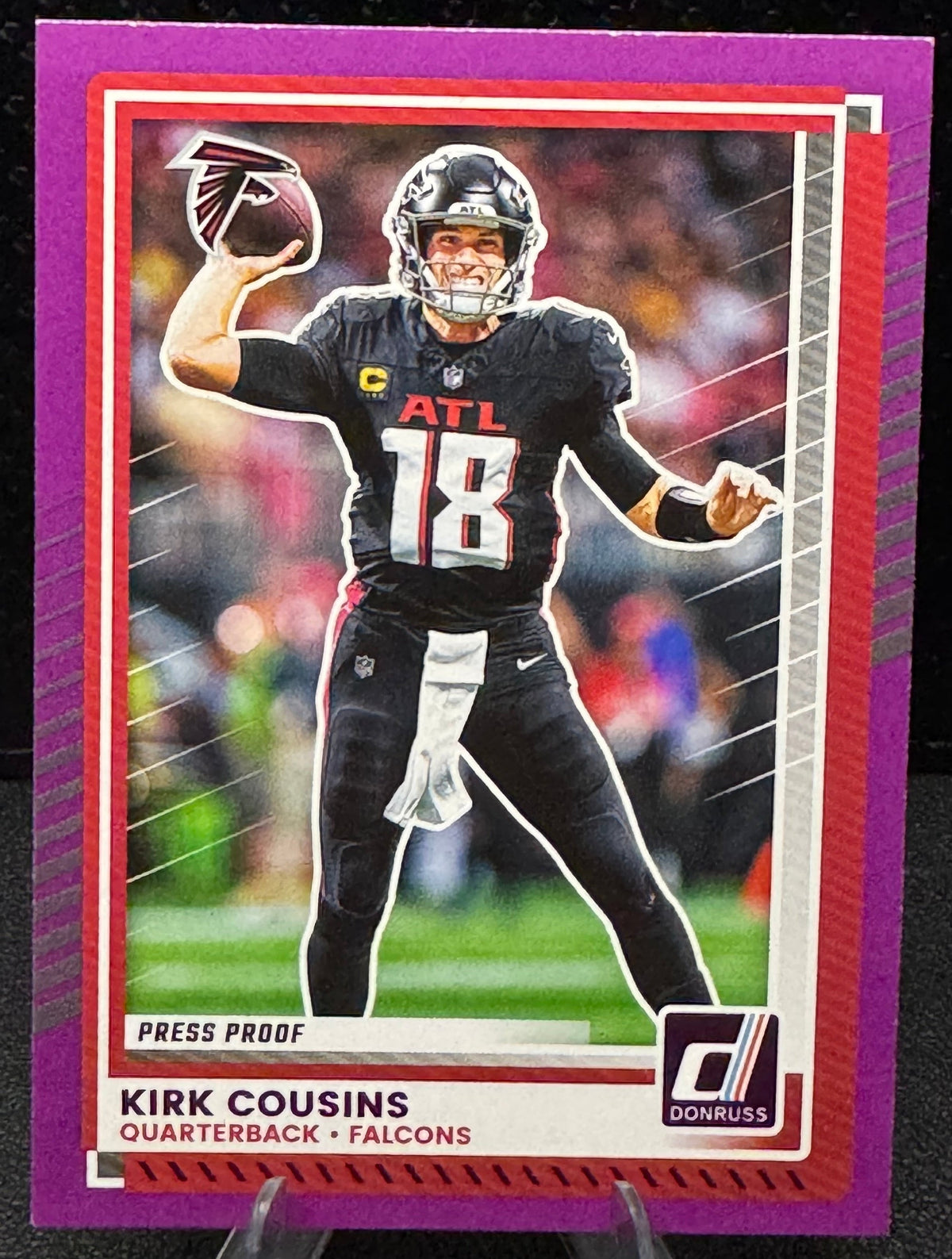 2025 Donruss Press Proof Purple 114 Kirk Cousins Atlanta Falcons - 787 Hobby House