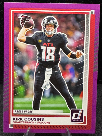 2025 Donruss Press Proof Purple 114 Kirk Cousins Atlanta Falcons - 787 Hobby House