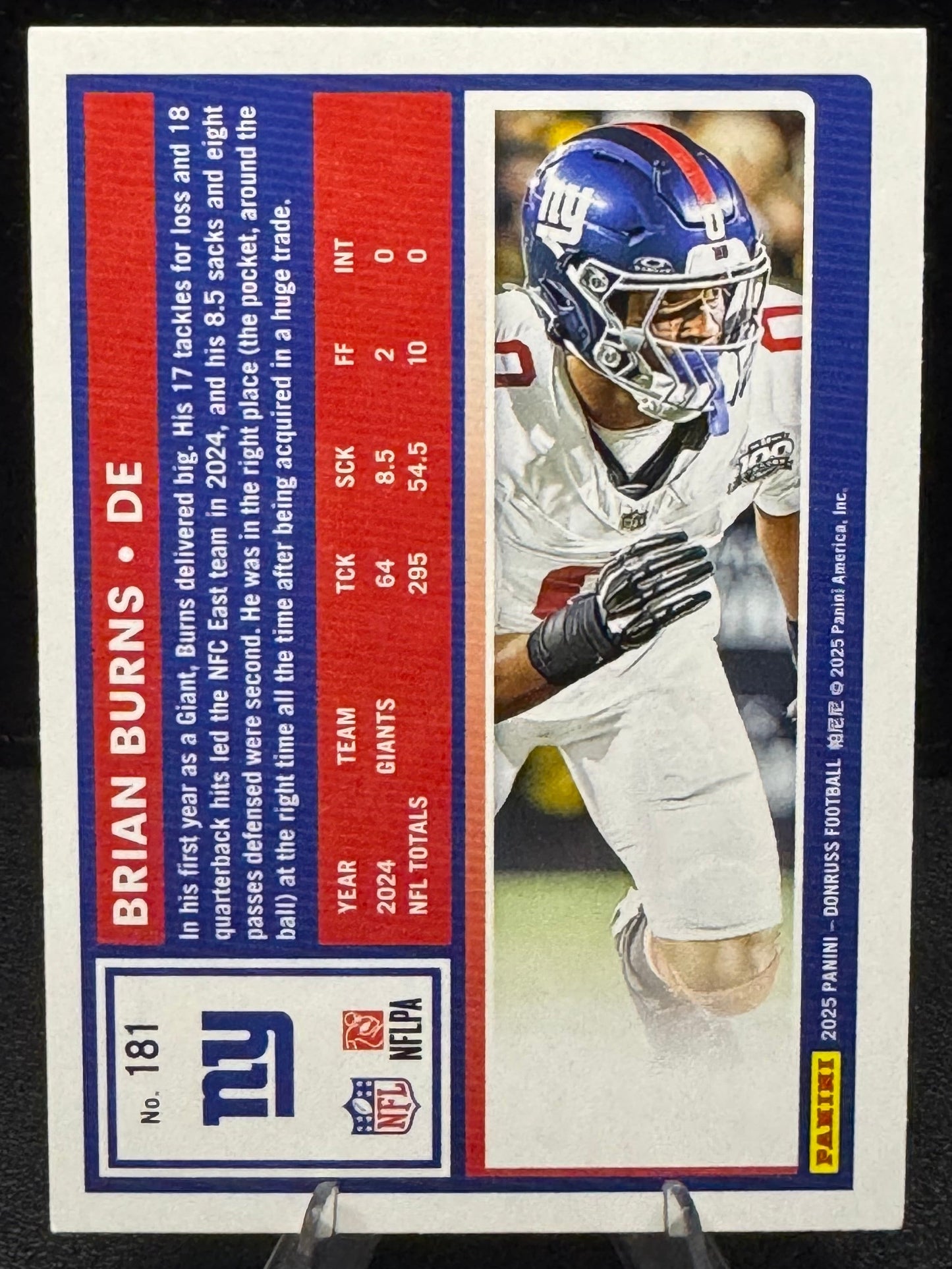 2025 Donruss Press Proof Purple 181 Brian Burns New York Giants - 787 Hobby House