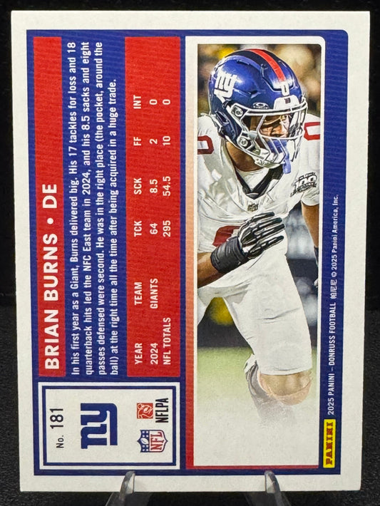 2025 Donruss Press Proof Purple 181 Brian Burns New York Giants - 787 Hobby House
