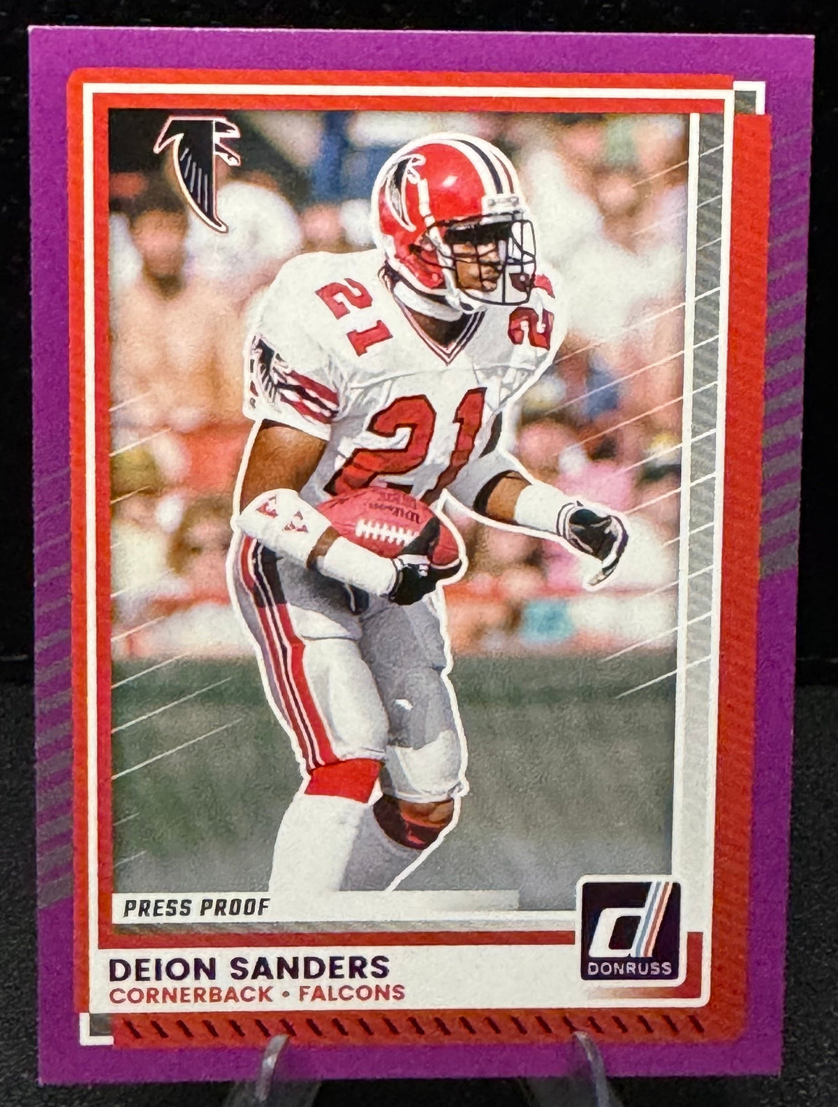 2025 Donruss Press Proof Purple 21 Deion Sanders Atlanta Falcons - 787 Hobby House
