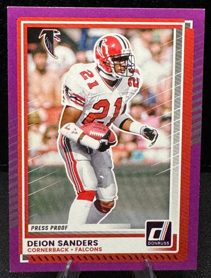 2025 Donruss Press Proof Purple 21 Deion Sanders Atlanta Falcons - 787 Hobby House