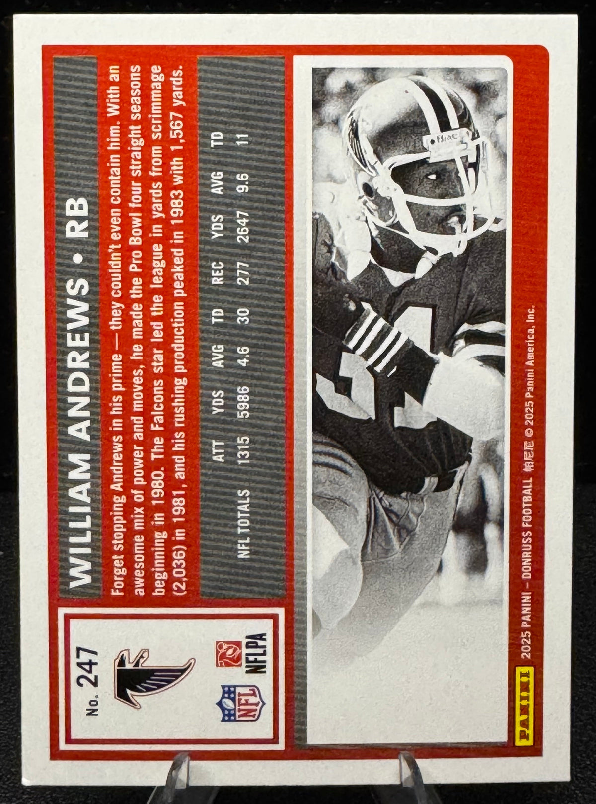 2025 Donruss Press Proof Purple 247 William Andrews Atlanta Falcons - 787 Hobby House