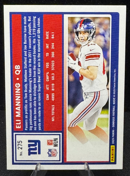 2025 Donruss Press Proof Purple 275 Eli Manning New York Giants - 787 Hobby House