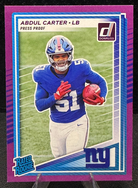 2025 Donruss Press Proof Purple Rated Rookie 315 Abdul Carter New York Giants - 787 Hobby House
