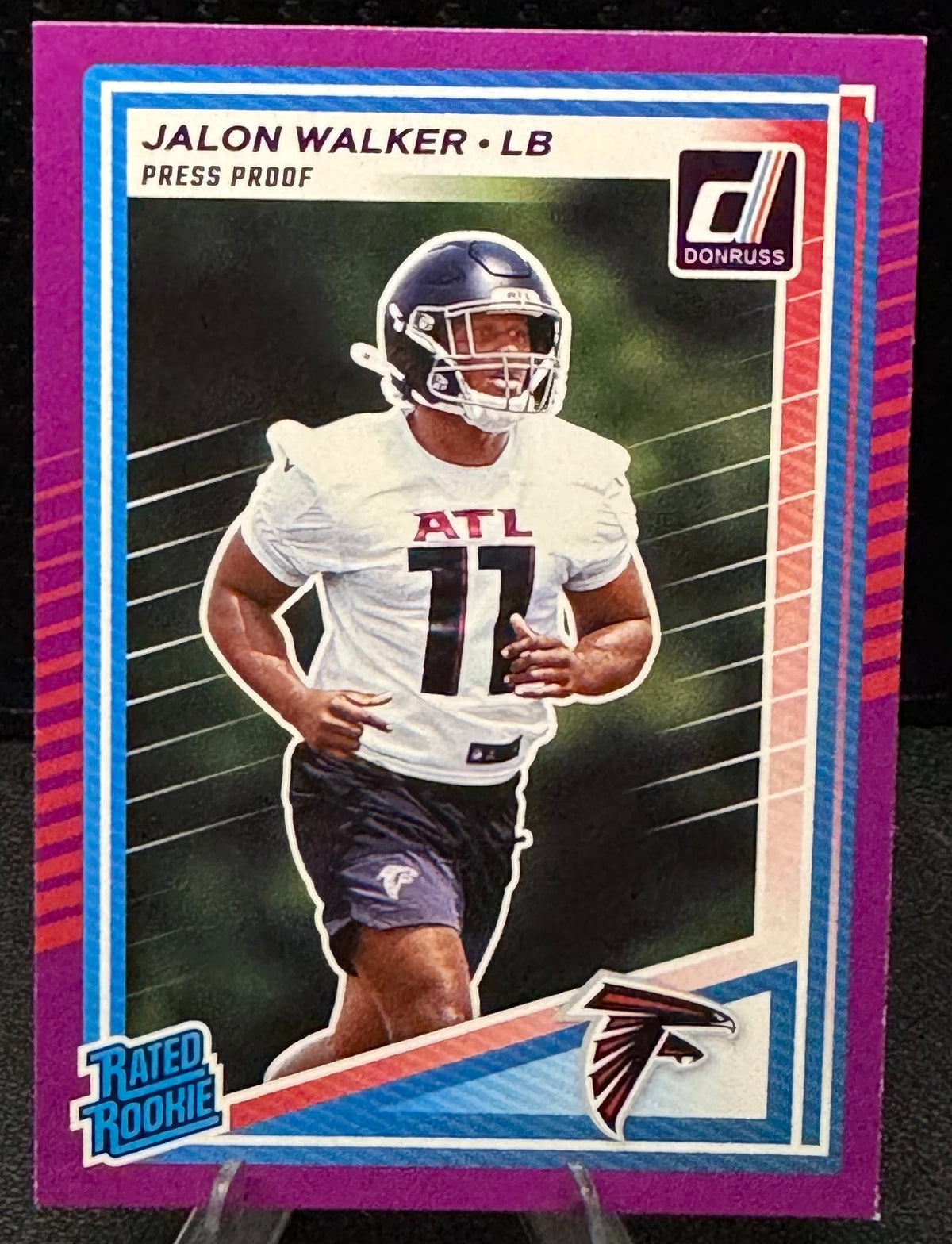 2025 Donruss Press Proof Purple Rated Rookie 344 Jalon Walker RC Atlanta Falcons - 787 Hobby House
