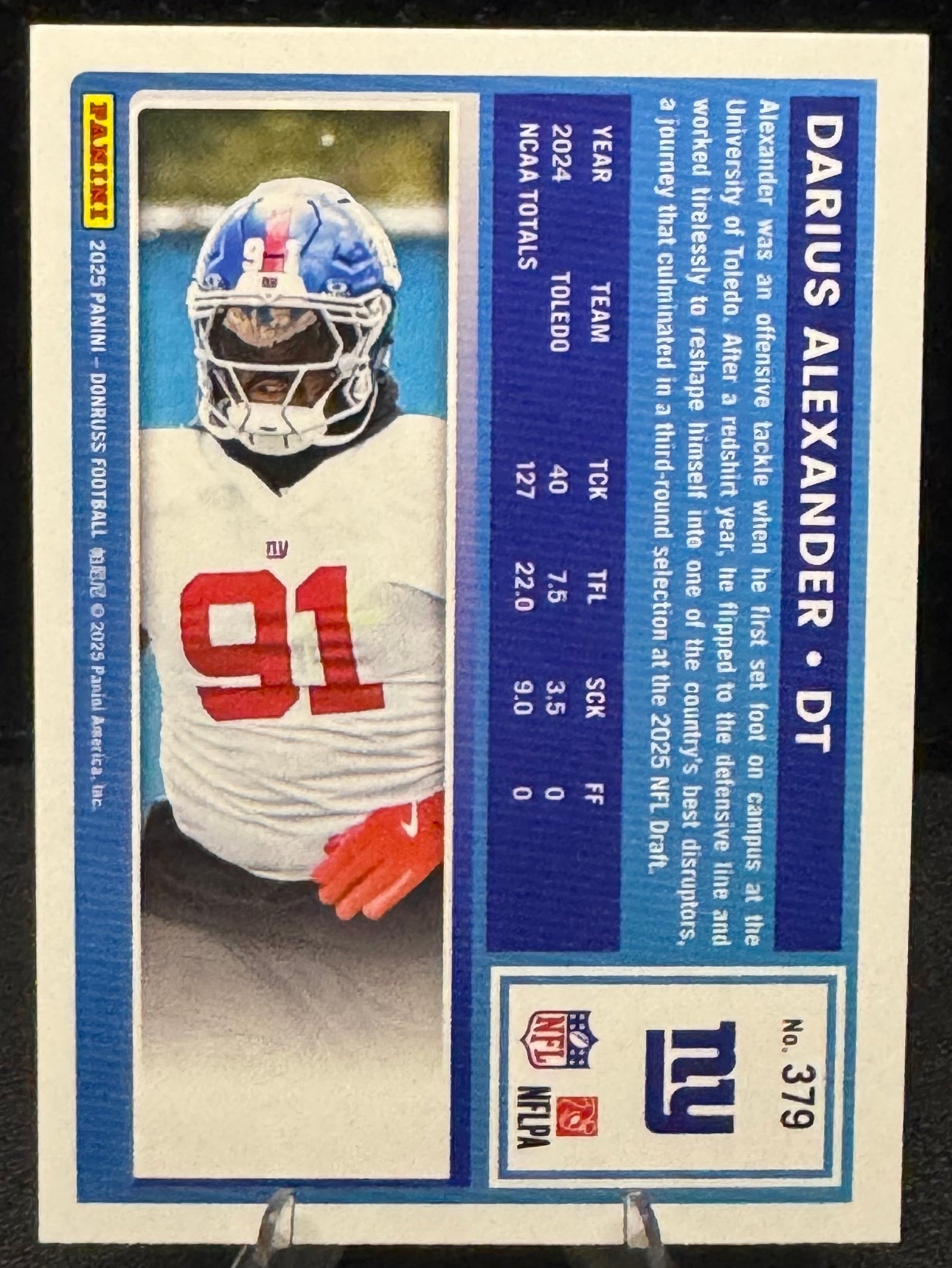 2025 Donruss Press Proof Purple Rated Rookie 379 Darius Alexander RC New York Giants - 787 Hobby House