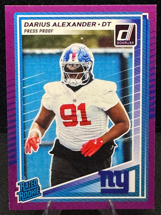 2025 Donruss Press Proof Purple Rated Rookie 379 Darius Alexander RC New York Giants - 787 Hobby House