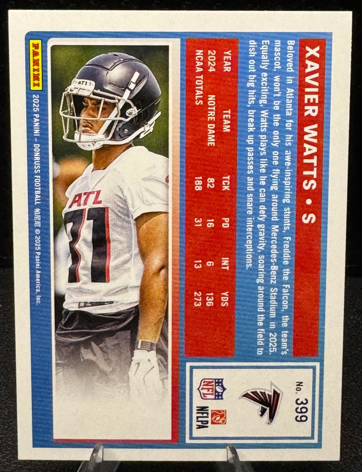 2025 Donruss Rated Rookie 399 Xavier Watts RC Atlanta Falcons - 787 Hobby House