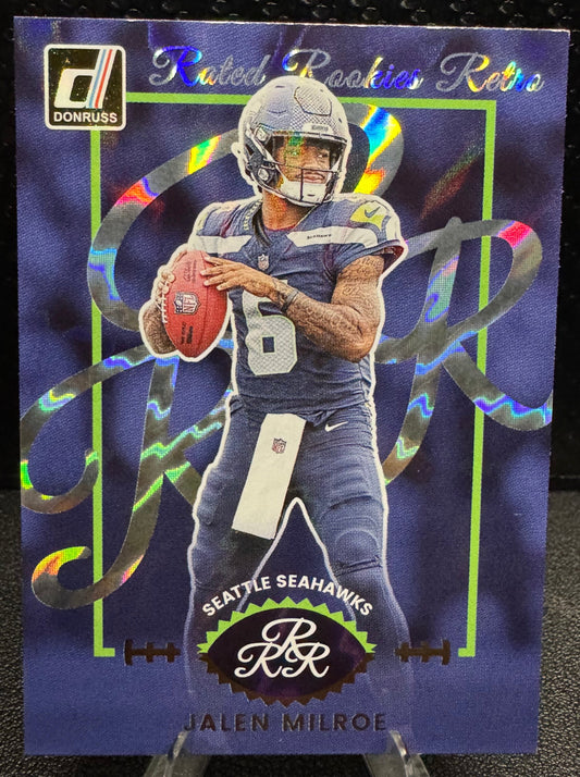 2025 Donruss Rated Rookies Retro 16 Jalen Milroe RC Seattle Seahawks - 787 Hobby House