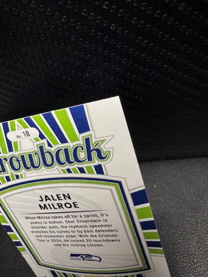 2025 Donruss Rated Rookies Throwback 18 Jalen Milroe Seattle Seahawks - 787 Hobby House
