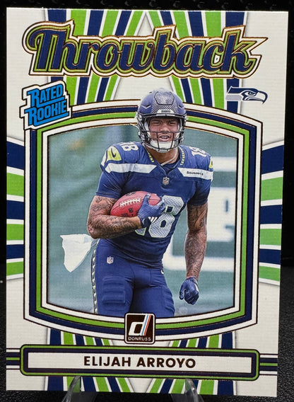 2025 Donruss Rated Rookies Throwback 44 Elijah Arroyo Seattle Seahawks - 787 Hobby House