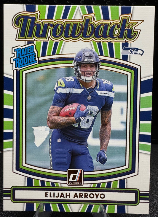2025 Donruss Rated Rookies Throwback 44 Elijah Arroyo Seattle Seahawks - 787 Hobby House