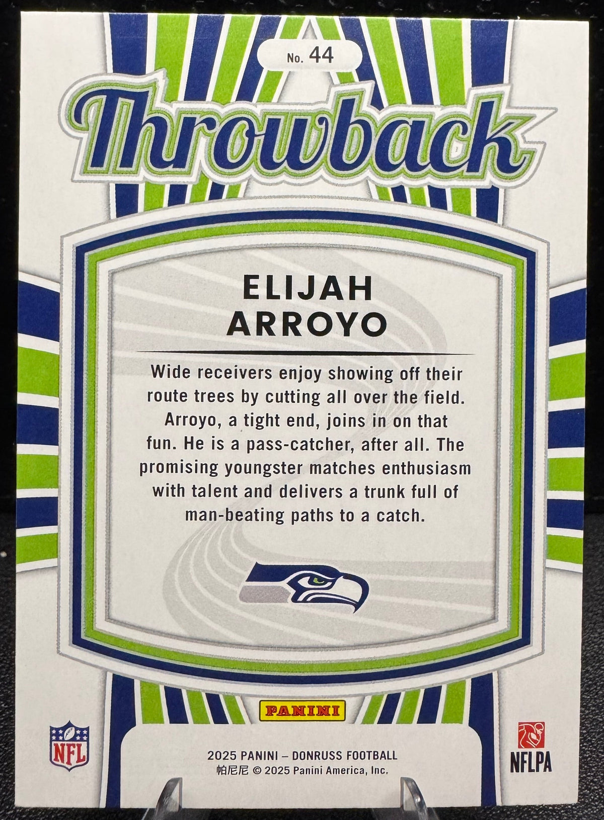 2025 Donruss Rated Rookies Throwback 44 Elijah Arroyo Seattle Seahawks - 787 Hobby House