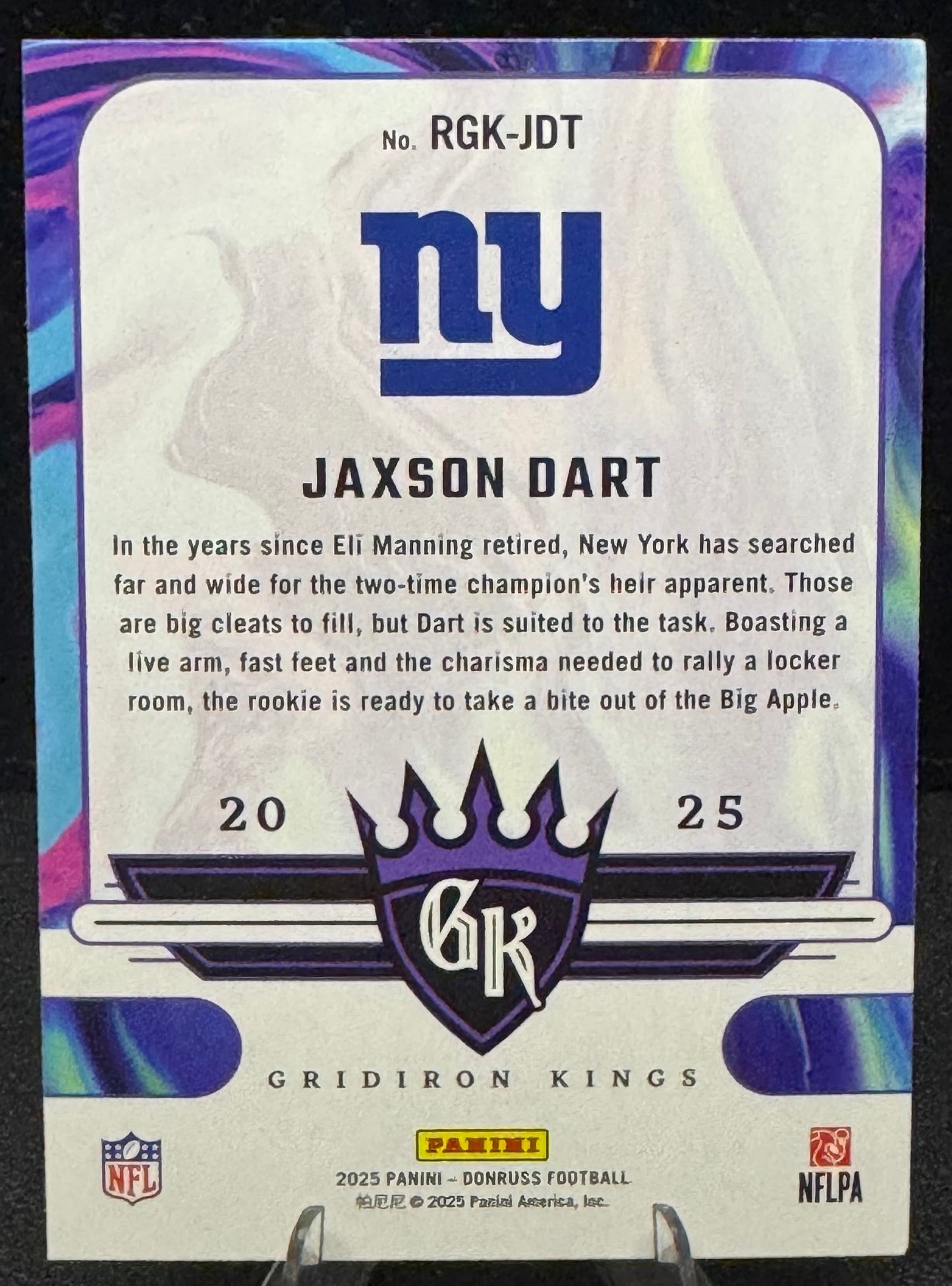 2025 Donruss Rookie Gridiron Kings 18 Jaxson Dart RC New York Giants - 787 Hobby House