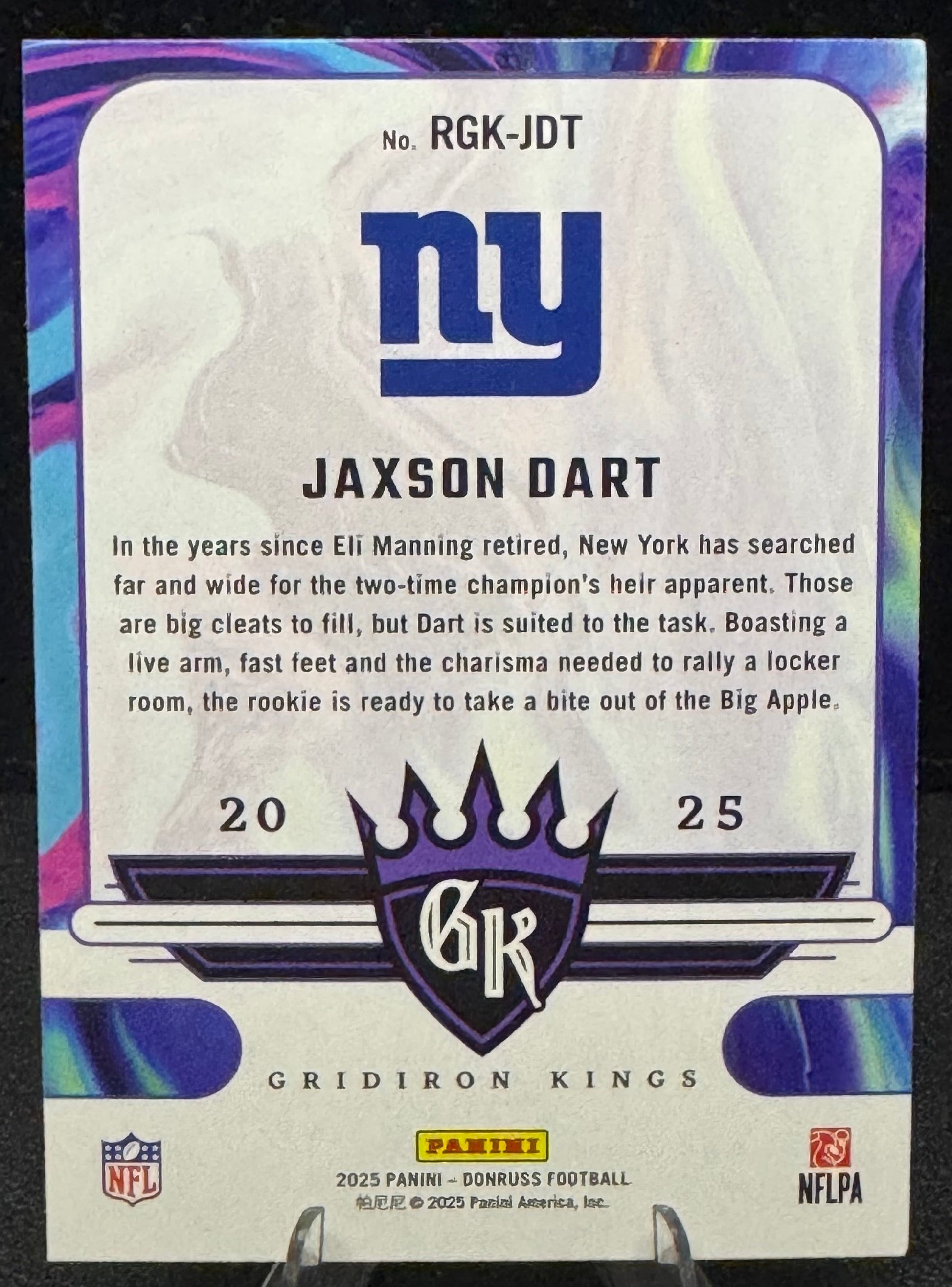 2025 Donruss Rookie Gridiron Kings 18 Jaxson Dart RC New York Giants - 787 Hobby House