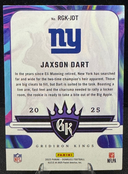 2025 Donruss Rookie Gridiron Kings 18 Jaxson Dart RC New York Giants - 787 Hobby House