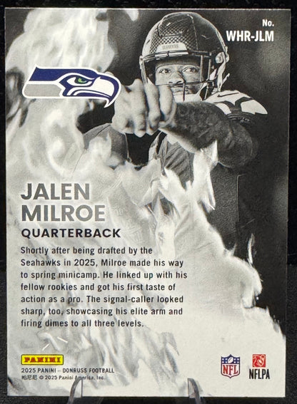 2025 Donruss White Hot Rookies #WHR-JLM Jalen Milroe RC Seattle Seahawks - 787 Hobby House