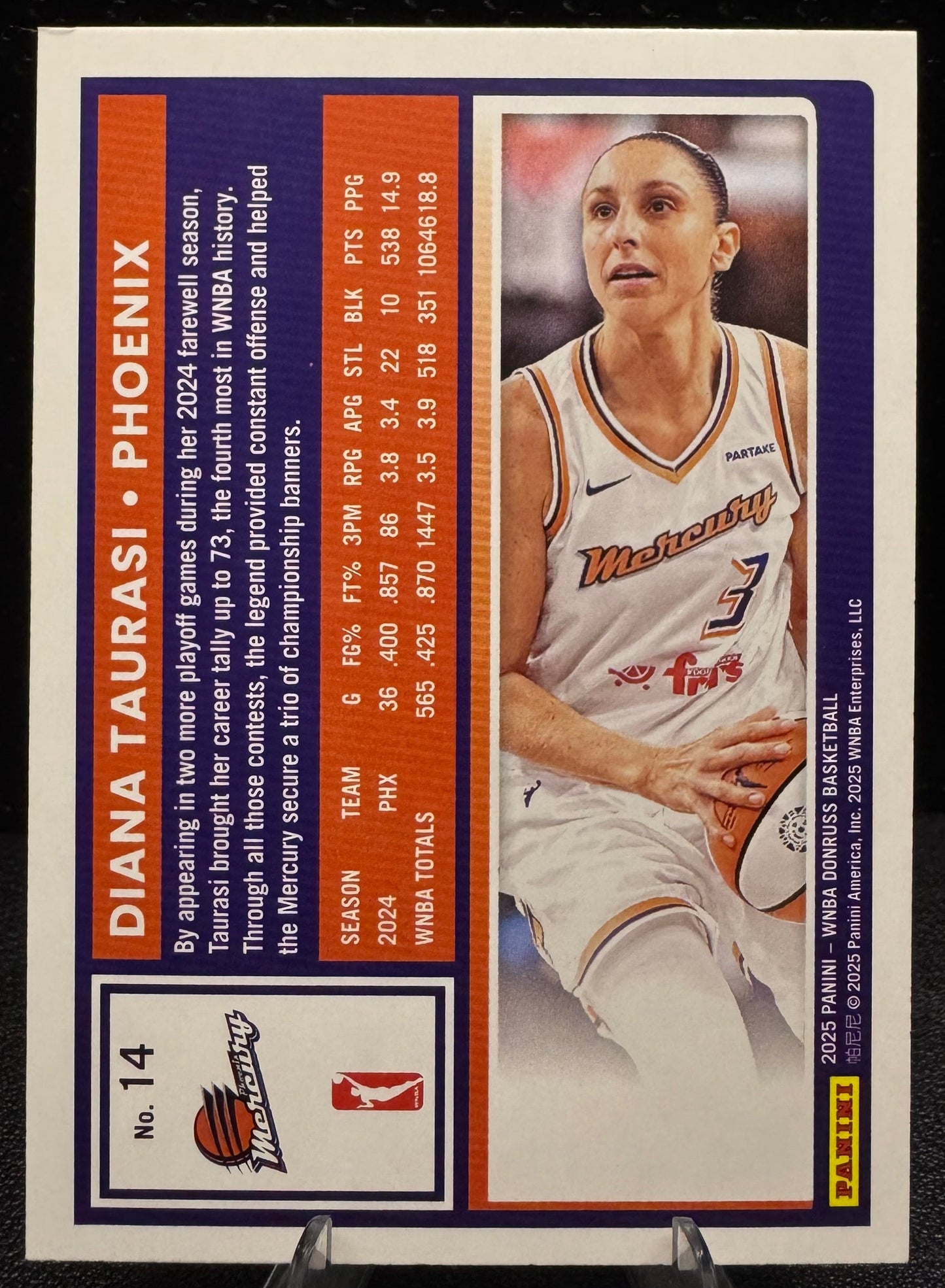 2025 Donruss WNBA 14 Diana Taurasi Phoenix Mercury - 787 Hobby House
