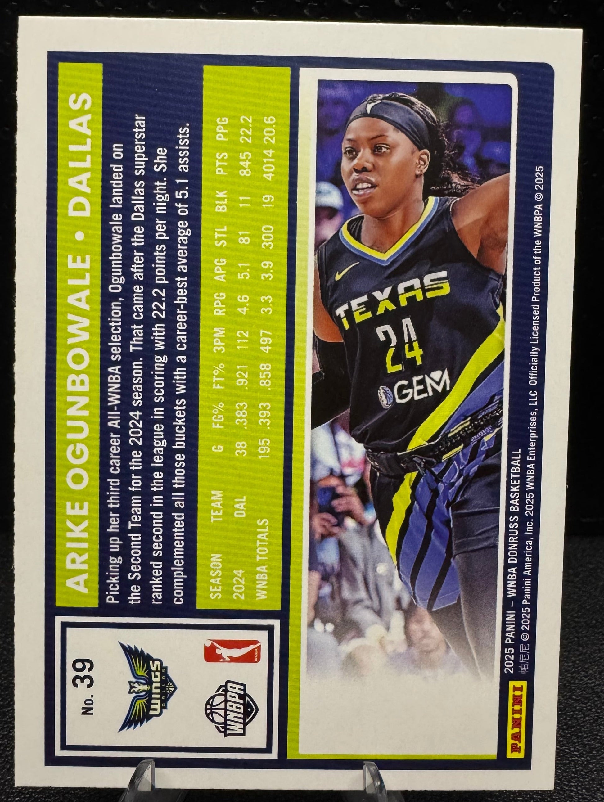 2025 Donruss WNBA 39 Arike Ogunbowale Dallas Wings - 787 Hobby House
