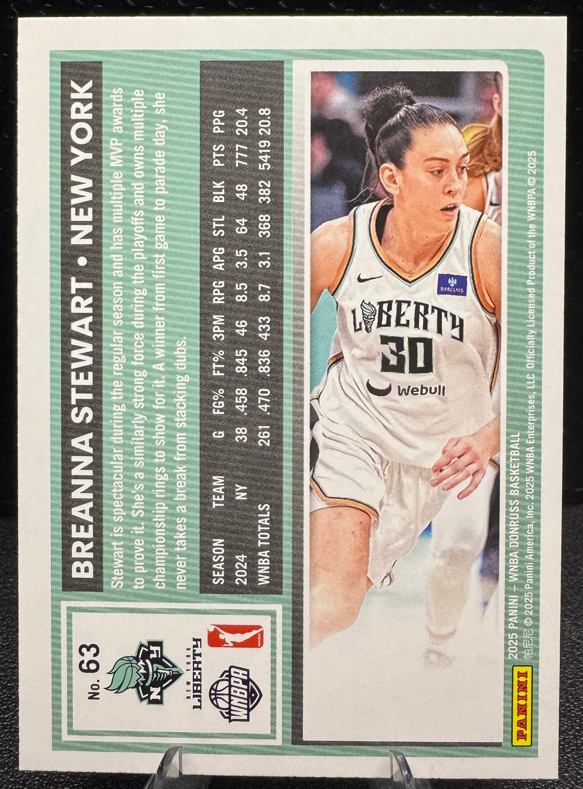 2025 Donruss WNBA 63 Breanna Stewart New York Liberty - 787 Hobby House