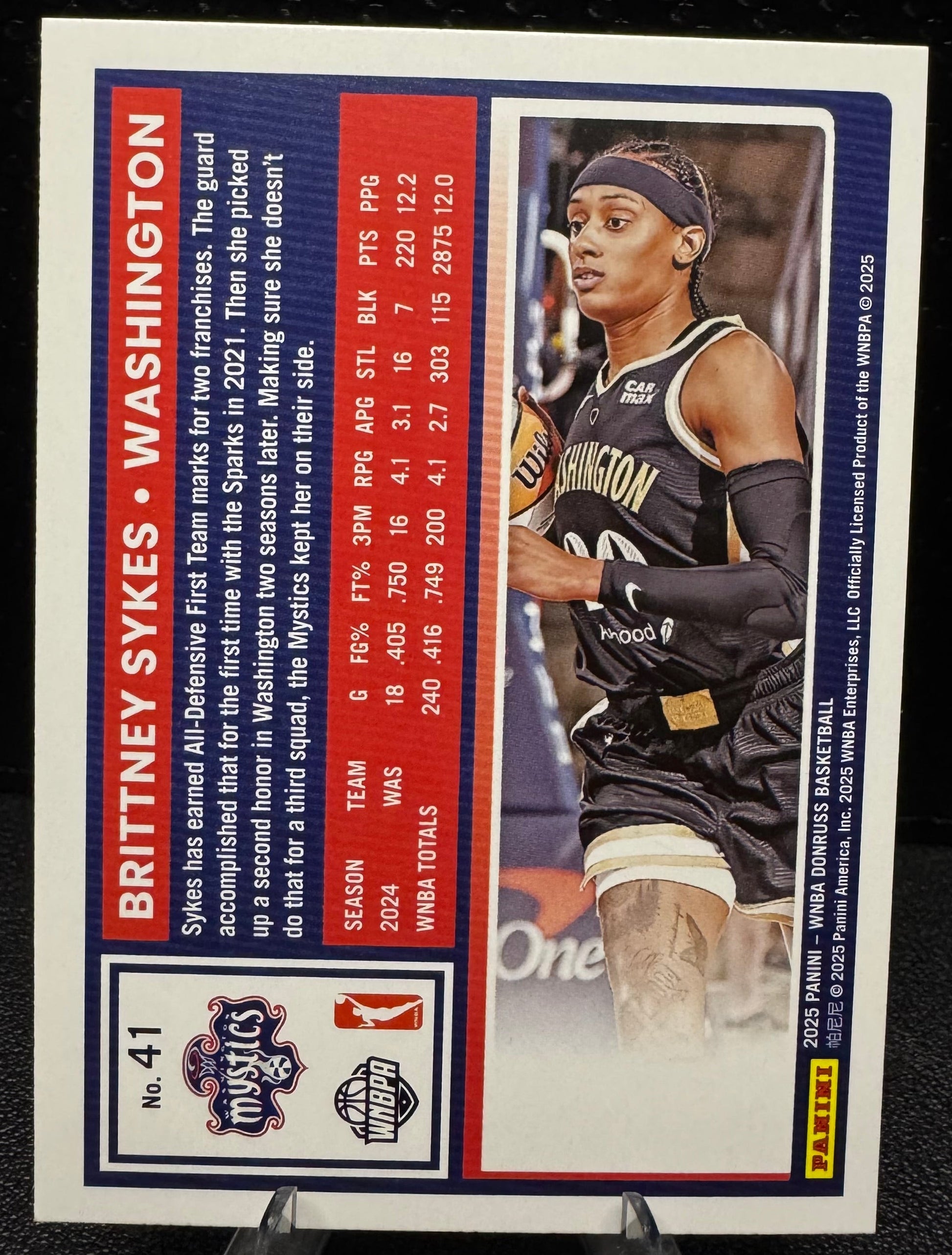 2025 Donruss WNBA Holo 41 Brittney Sykes Washington Mystics - 787 Hobby House