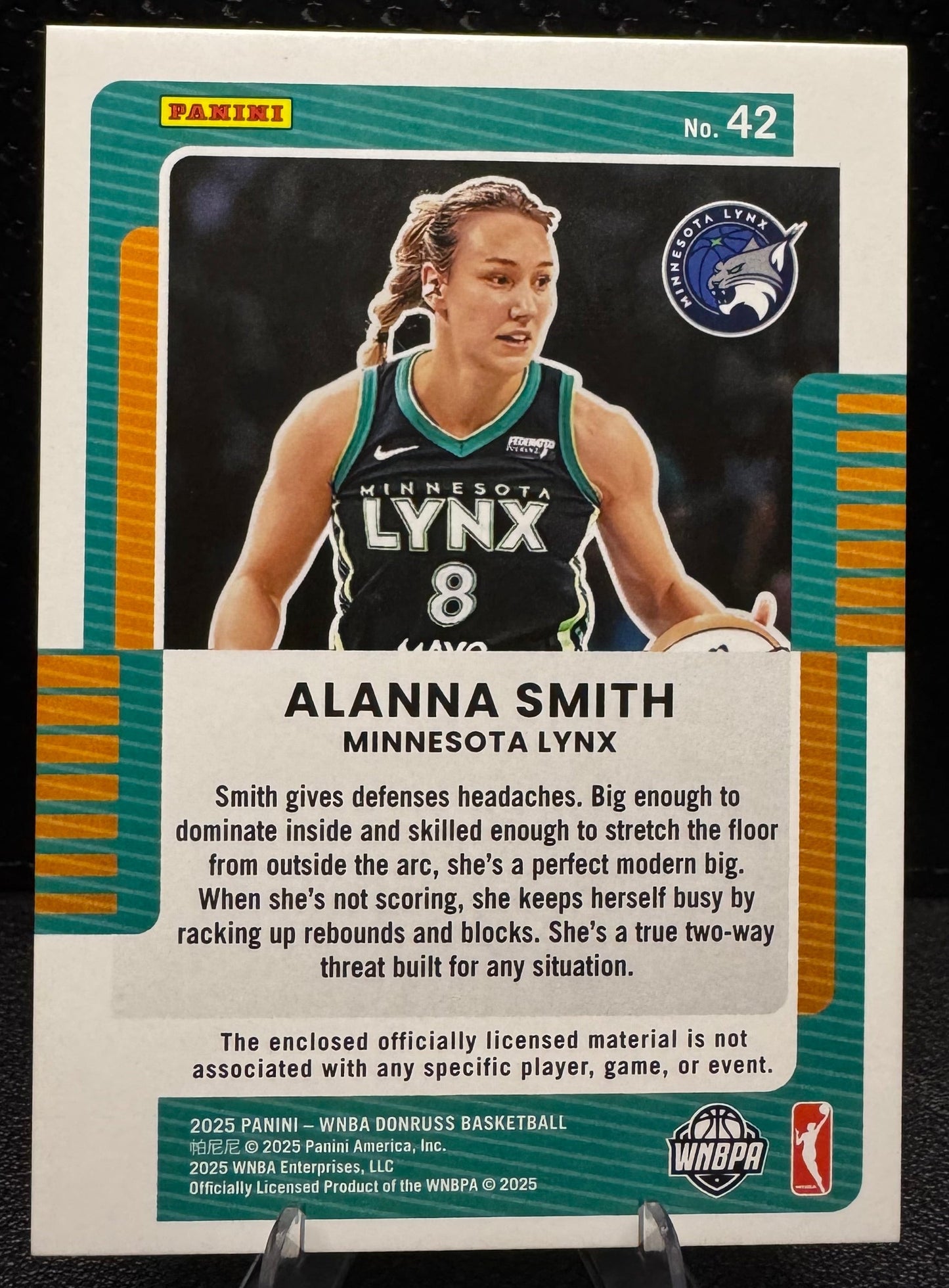 2025 Donruss WNBA Jersey Series 42 Alanna Smith MEM Minnesota Lynx - 787 Hobby House