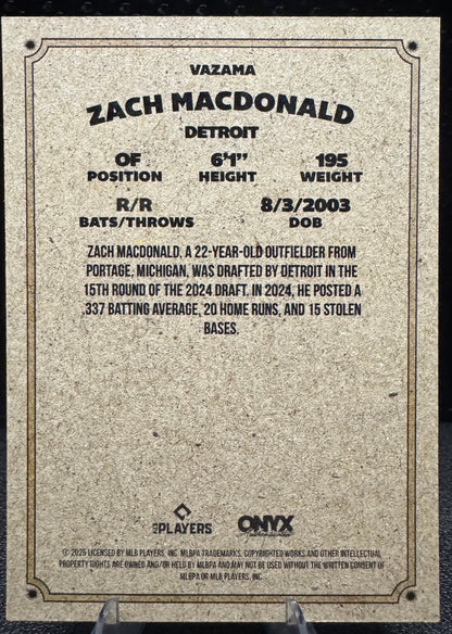 2025 Onyx Vintage Extended VAZAMA Zach Macdonald Autographs - 787 Hobby House