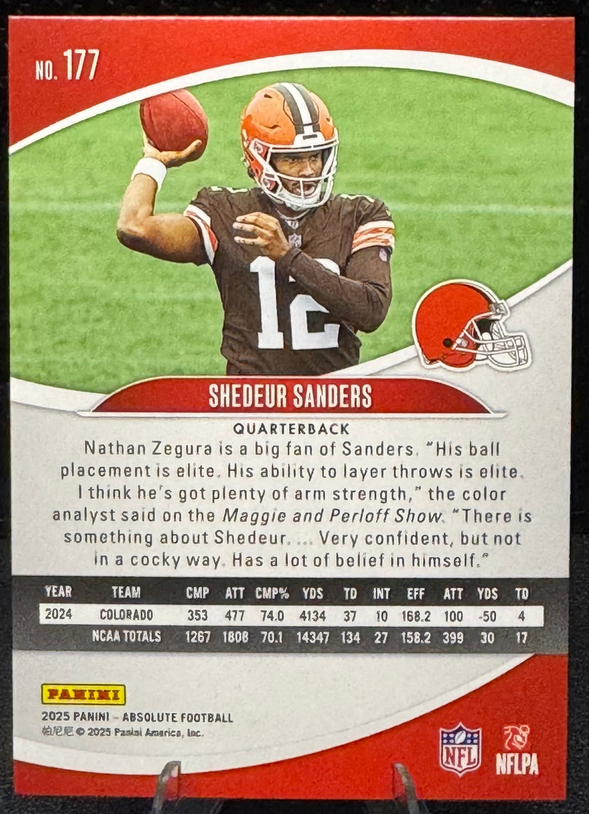 2025 Panini Absolute Red #177 Shedeur Sanders RC Cleveland Browns - 787 Hobby House