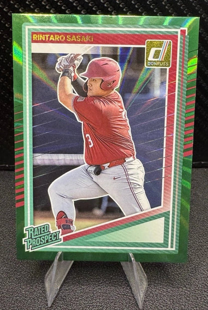 2025 Panini Donruss Rated Prospects 127 Rintaro Sasaki Green Lazer St. Louis Cardinals - 787 Hobby House